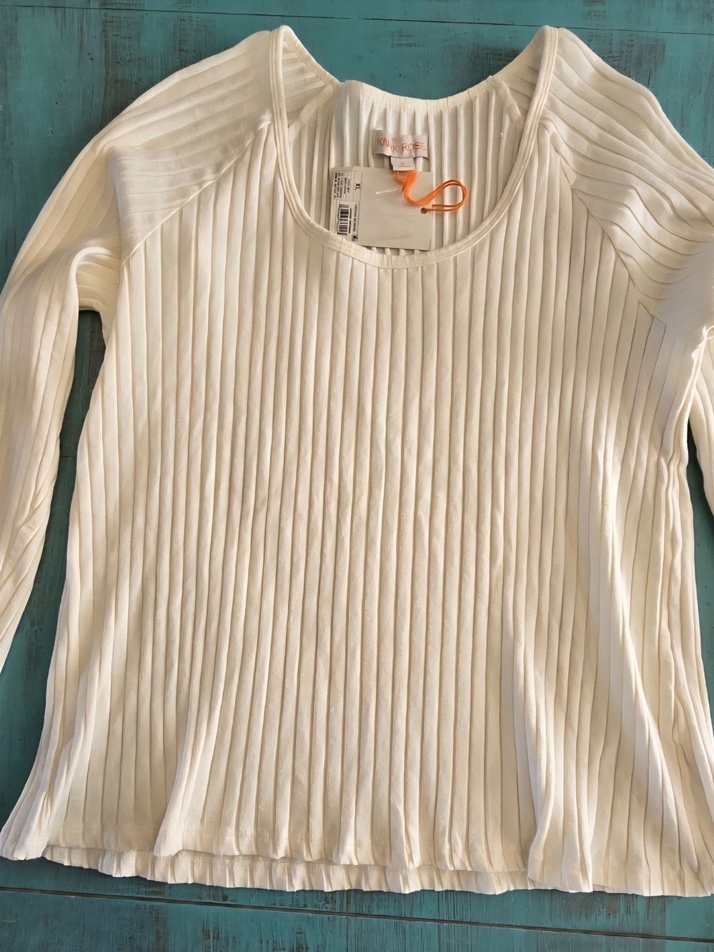 Knox Rose Ribbed Knit Long Sleeve Shirt Cream